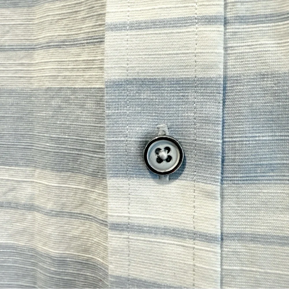Banana Republic Standard Fit Button Front Short Sleeve Shirt Blue‎ Stripes XL